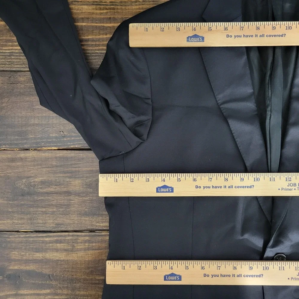 Hart Schaffner Marx Men's Sport Coat Blazer Two Button‎ Black Twill Wool 44L